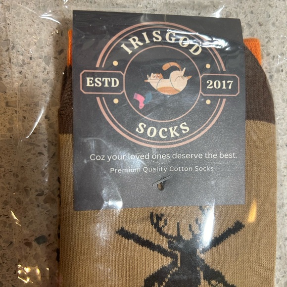 “I’d Rather Be Hunting” Brown Socks by Irisgod socks Men’s 6-13 New - Picture 2 of 4